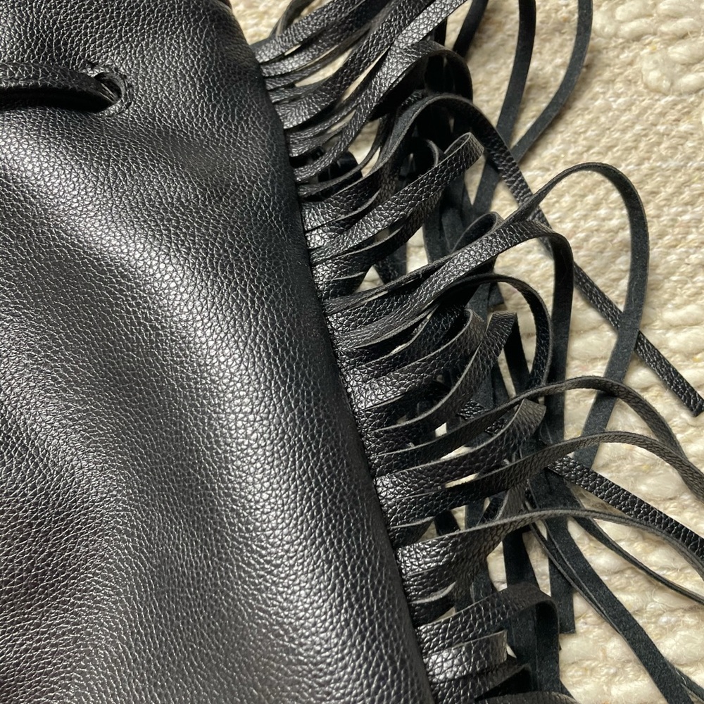 Victoria’s Secret Black Pleather Fringe Backpack - Picture 5 of 9